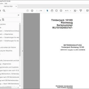 John Deere Timberjack Rückezug 1010D BETRIEBSANLEITUNG OMF067057 PDF