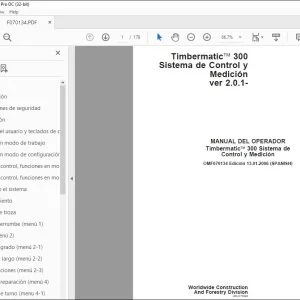 John Deere Timbermatic 300 Sistema de Control y Medicion MANUAL DEL OPERADOR OMF070134 PDF