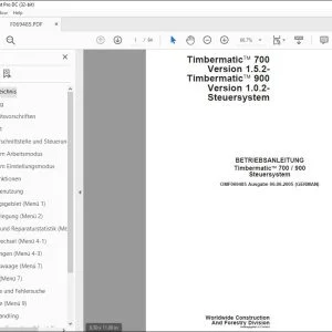 John Deere Timbermatic 700 / 900 Steuersystem BETRIEBSANLEITUNG OMF069485 PDF