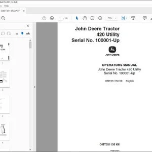 John Deere Tractor 420 Utility Operators Manual - PDF DOWNLOAD