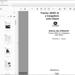 John Deere Tractor JD301-A y Cargadora MANUAL DEL OPERADOR PDF