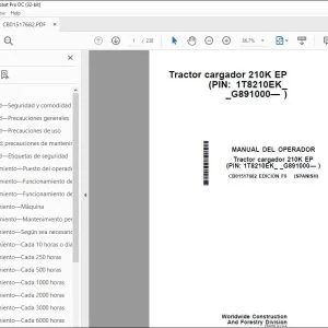 John Deere Tractor cargador 210K EP MANUAL DEL OPERADOR CB01517682 PDF