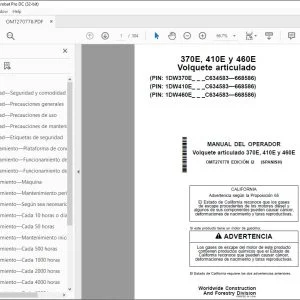 John Deere Volquete articulado 370E, 410E y 460E MANUAL DEL OPERADOR PDF