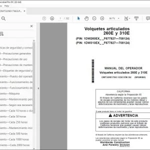 John Deere Volquetes articulados 260E y 310E MANUAL DEL OPERADOR PDF