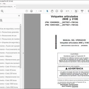 John Deere Volquetes articulados 260E y 310E MANUAL DEL OPERADOR PDF