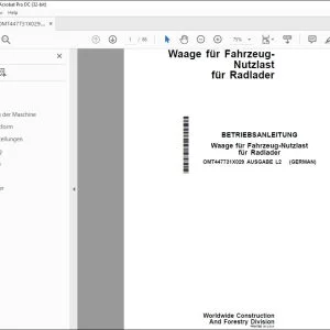 John Deere Waage für Fahrzeug-Nutzlast für Radlader BETRIEBSANLEITUNG PDF