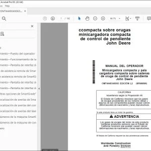 John Deere ccompacta sobre orugas MANUAL DEL OPERADOR PDF