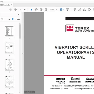 TEREX VIBRATORY SCREED OPERATOR/PARTS MANUAL - PDF DOWNLOAD