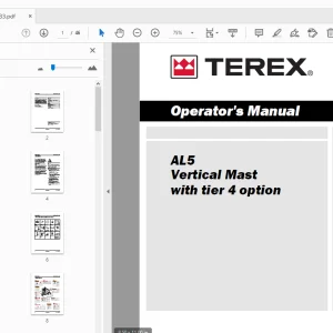 Terex AL5 Vertical Mast With 4 Option Operator's Manual 1255533 - PDF