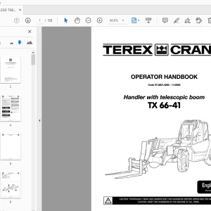 Terex Cranes TX66-41 Handler With Telescopic Boom Operator Manual PDF