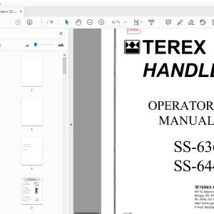 Terex Handlers SS-636C SS-644C Operator's Manual 236494 - PDF DOWNLOAD