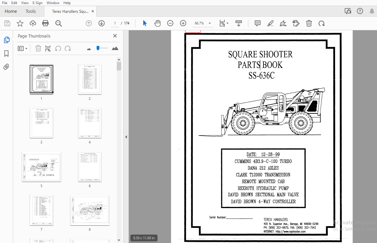 Terex Handlers Square Shooter Ss 636c Parts Manual 234882 Pdf