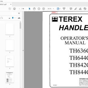 Terex Handlers TH636C TH644C TH842C TH844C Operator's Manual - PDF