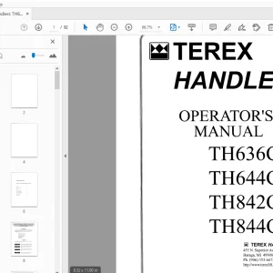 Terex Handlers TH636C TH644C TH842C TH844C Operator's Manual - PDF