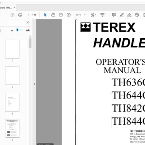 Terex Handlers TH636C TH644C TH842C TH844C Operator's Manual - PDF