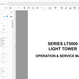 Terex LT5000 Light Tower Operation & Service Manual OPLT5000 PDF