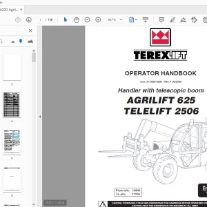 Terex Lift Agrilift 625 Telelift 2506 Handler with telescopic boom Operator's Manual PDF