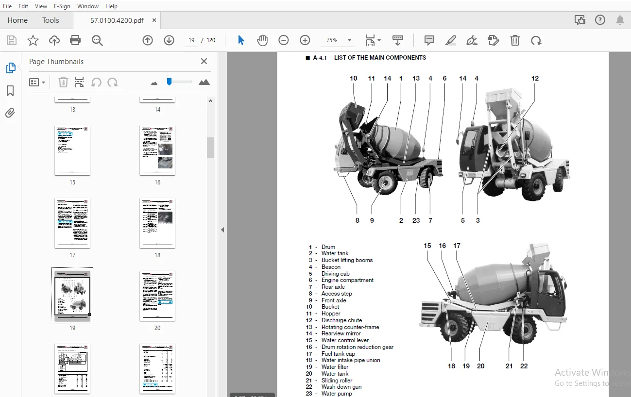 Terex Mariner 25G - 35G Self-loading dumper mixer Operator 's Manual PDF - Image 3