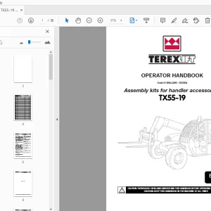 Terex Lift TX55-19 Assembly kits for handler accessories Operator Manual PDF