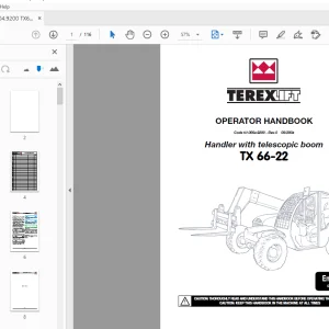 Terex Lift TX66-22 Handler with telescopic boom Operators Manual - PDF