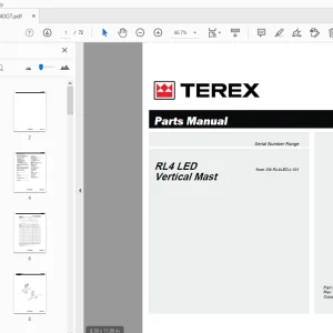 Terex RL4 LED Vertical Mast Parts Manual 1287640GT - PDF DOWNLOAD