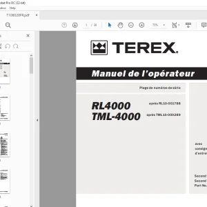 Terex RL4000 TML-4000 Manuel de l’opérateur T108020 PDF
