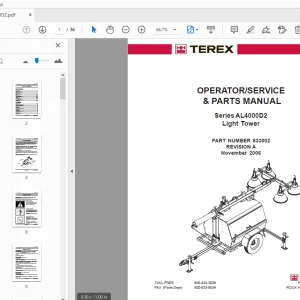 Terex Series AL4000D2 Light Tower Operator/Service & Parts Manual 833002 - PDF