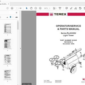 Terex Series RL4000D2 Light Tower Operator/Service & Parts Manual - PDF