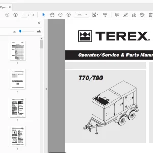 Terex T70/T80 Operator/Service & Parts Manual 833015 - PDF DOWNLOAD