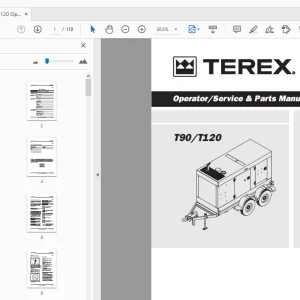 Terex T90/T120 Operator/Service & Parts Manual 833016 - PDF DOWNLOAD