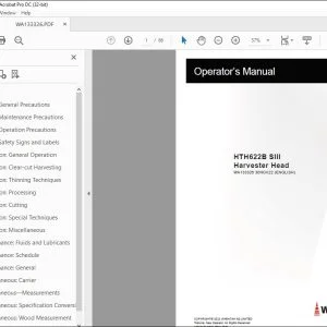 Waratah HTH622B SIII Harvester Head Operator's Manual - PDF DOWNLOAD