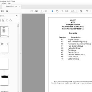 AGCO® 4565 Wrangler Loader REPAIR TIME SCHEDULE Manual 554806D1A