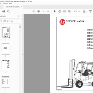 BT Electric Forklift C3E120 C4E120 C3E150 C4E150 C3E160 C4E160 Service Manual