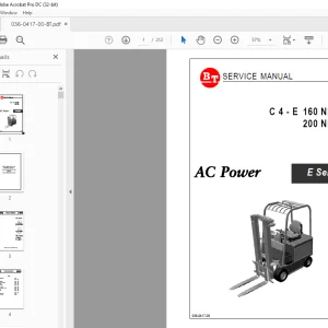 BT Electric Forklift E Series C 4 - E 160 NL 200 NL SERVICE MANUAL