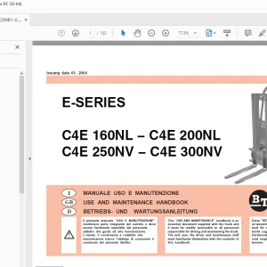 BT Electric Forklift E Series C4E 160NL−C4E 200NL C4E 250NV -C4E 300 USE AND MAINTENANCE Manual