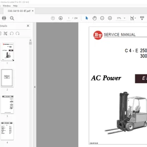 BT Electric Forklift E series C 4 - E 250 NV 300 NV AC Power Service Manual