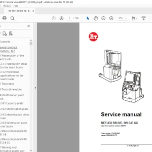BT Electric Forklift REFLEX RR B/E RR B/E CC Service Manual 232808-040