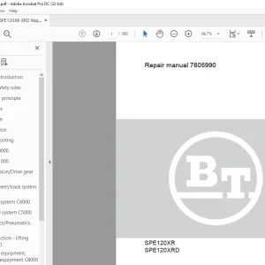 BT Electric Forklift SPE120XR SPE120XRD Repair manual 7605990