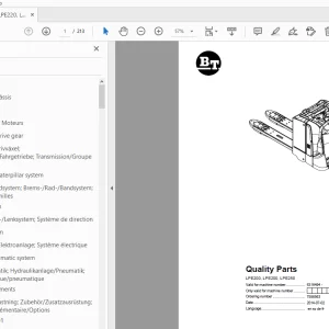 BT LPE200, LPE200, LPE250 Quality Parts Manual - PDF DOWNLOAD