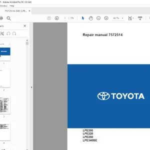 BT TOYOTA LPE200 LPE220 LPE250 LPE340BE Repair Manual 7572514