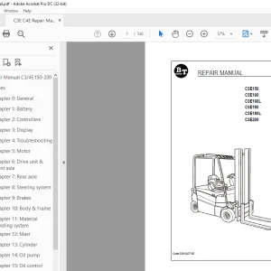BT Toyota Electric Forklift C3E150 C4E150 C3E160 C4E160 C3E160L REPAIR MANUAL