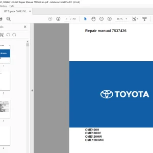 BT Toyota Electric Forklift OME100H OME100HC OME120HW Repair Manual