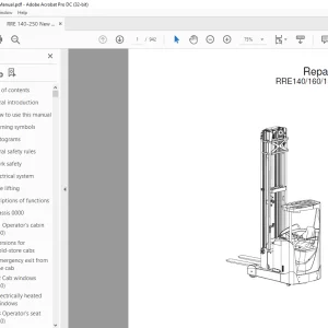 BT Toyota Electric Forklift RRE140/160/180/200/250 Repair Manual