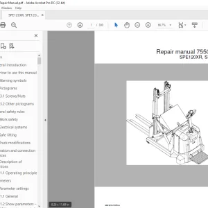 BT Toyota Electric Forklift SPE120XR  SPE120XRD Repair manual -  PDF DOWNLOAD