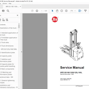 BT Toyota Electric Forklift SPE125/160/135S/125L/160L Service Manual - PDF DOWNLOAD