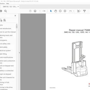 BT Toyota SWE100, 120, 120L, 120S, 140, 140L, 200D Repair Manual 7588855-040