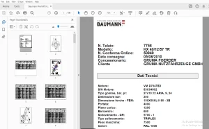 Baumann Forklift HX 40/12/57 TR Parts Manual SN 7758 - PDF