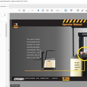 Crown Counterbalance Trucks RC3000 Operator Manual