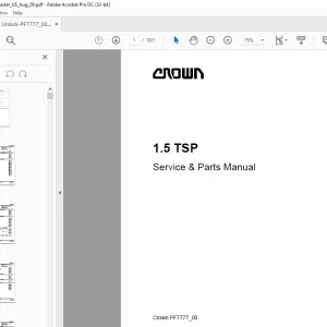 Crown Forklift 1.5 TSP Service & Parts Manual - PDF DOWNLOAD