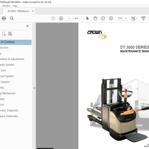 Crown Forklift DT 3000 Series Maintenance Manual 812591-006 - PDF DOWNLOAD